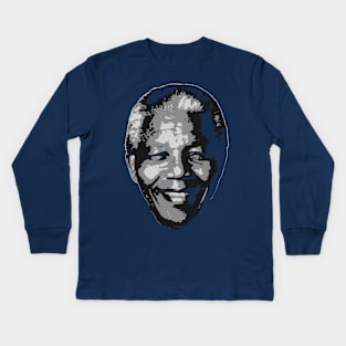 Nelson Mandela Black and White Kids Long Sleeve T-Shirt